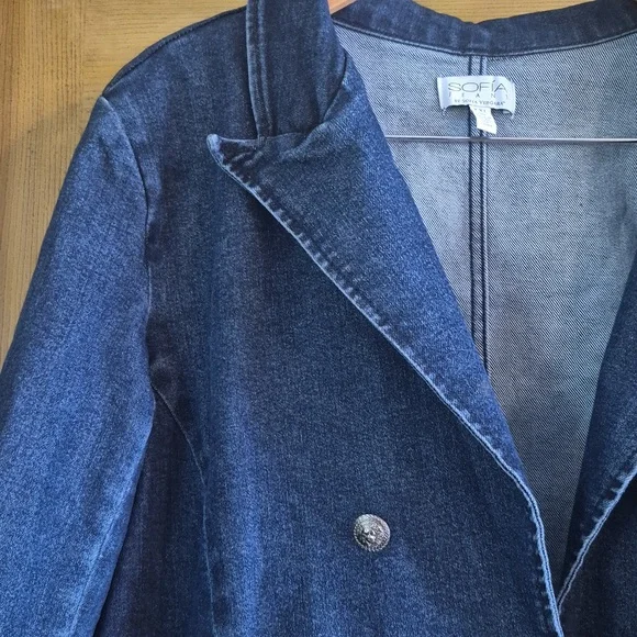 Sofia by Sofia Vergara Denim Jacket Collared Front Short Pockets XXL 20 Coastal - Picture 3 of 12